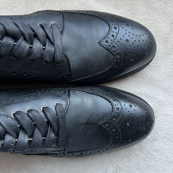 Blake McKay Black Leather Wingtip Ankle Boot Men 10.5 Classic Side Zip Lace Up - Picture 7 of 13